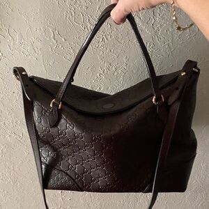 Gucci Brown Guccissima Bree Embossed Leather Bag